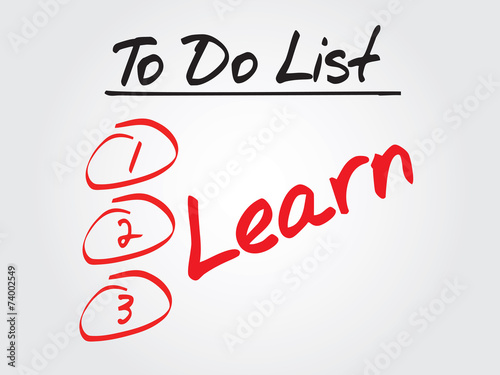 Hand writing Learn in To Do List, vector concept
