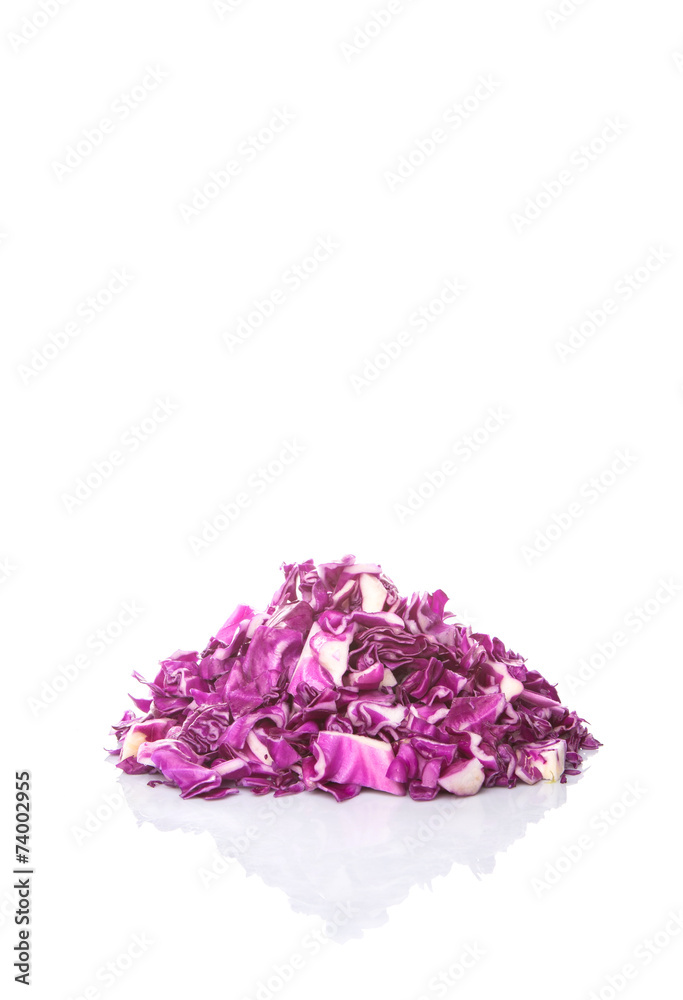 Chopped red cabbage over white background Chopped red cabbage over white background