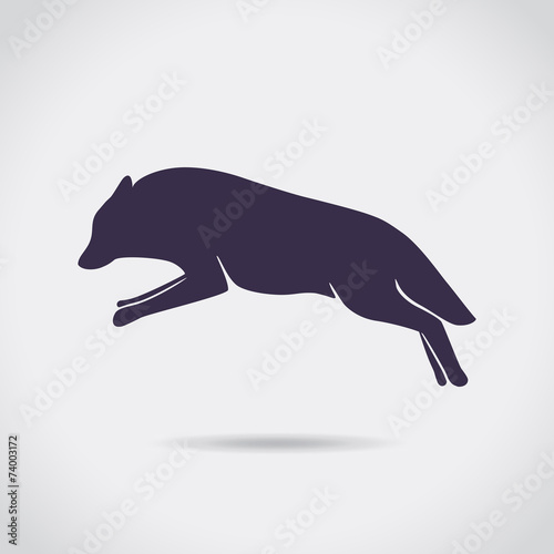 Wolf  dog   jumping  silhouette  symbol  vector