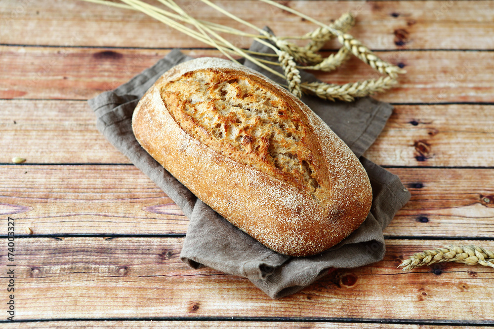 homemade bread and wheat ears