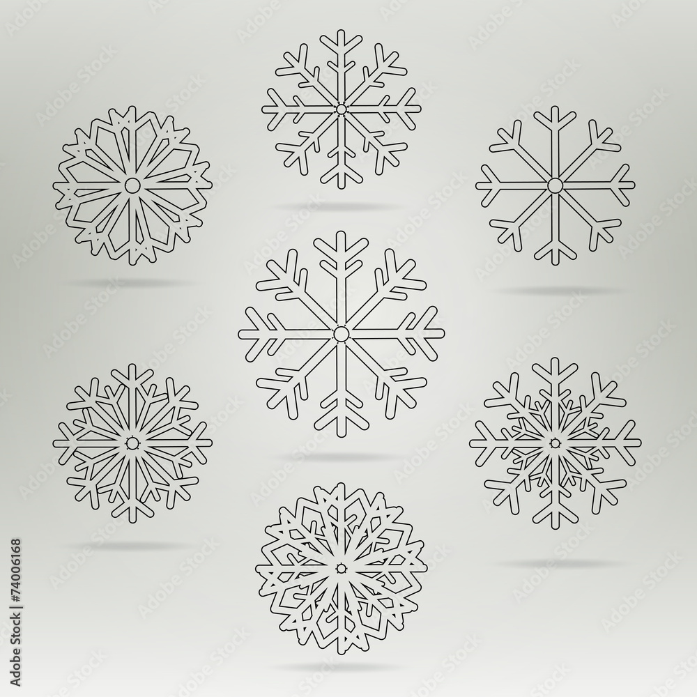 Snowflake winter. set