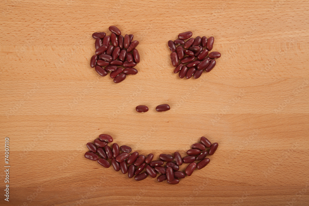 Smile face shape of red kidney beans