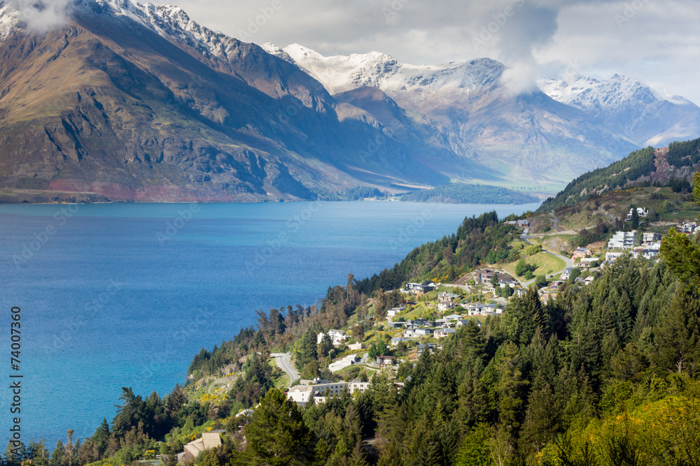 Landscape of lake in the south Island, Queenstown New Zealand