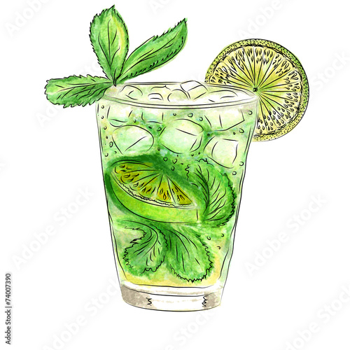 Doodle cocktail with mint and lime