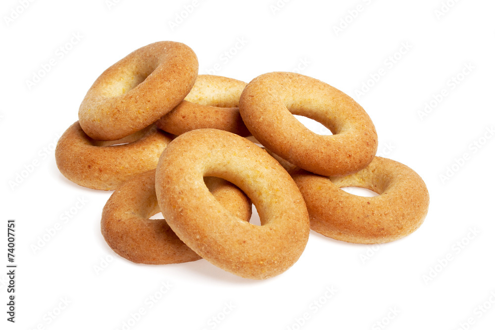 Corn bagels isolated on a white background
