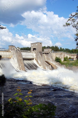 Hydroelectric power station dam in Imatra, Finland