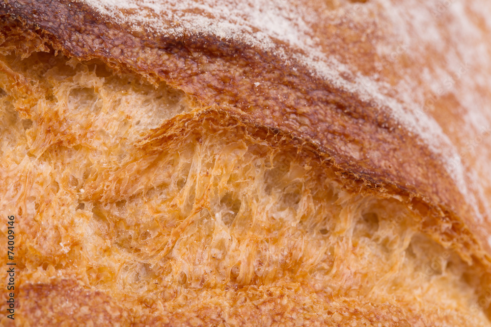 Crackling white bread. Close up.