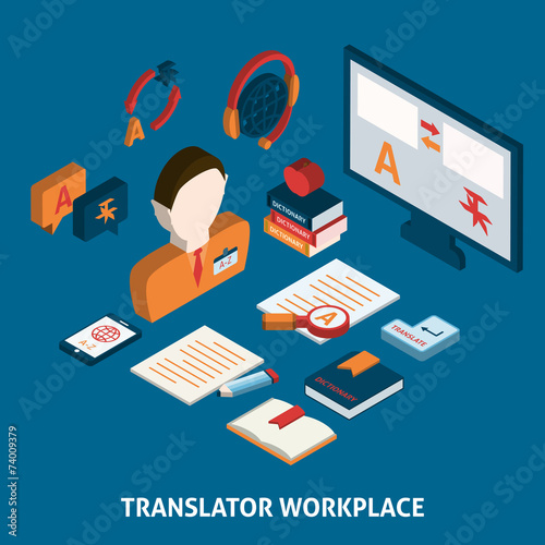 Translation and dictionary isometric poster print