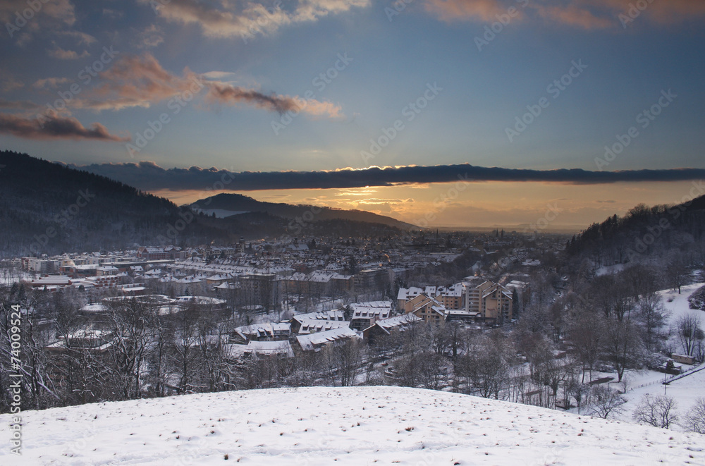 city of Freiburg, Germany in winter