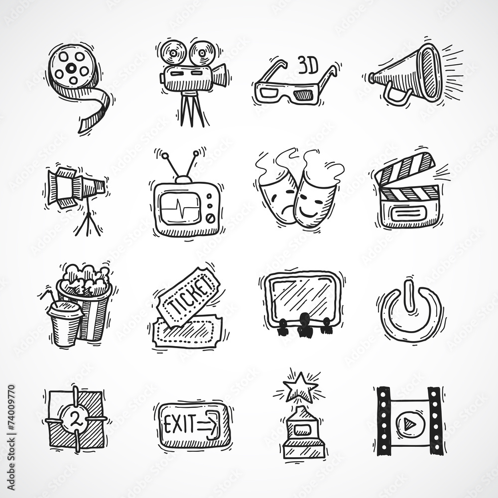 Naklejka premium Cinema icons set