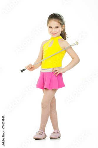Vászonkép A young elementary-aged drum majorette in uniform