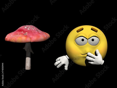 Emoticon sick person of a mushroom - 3d render