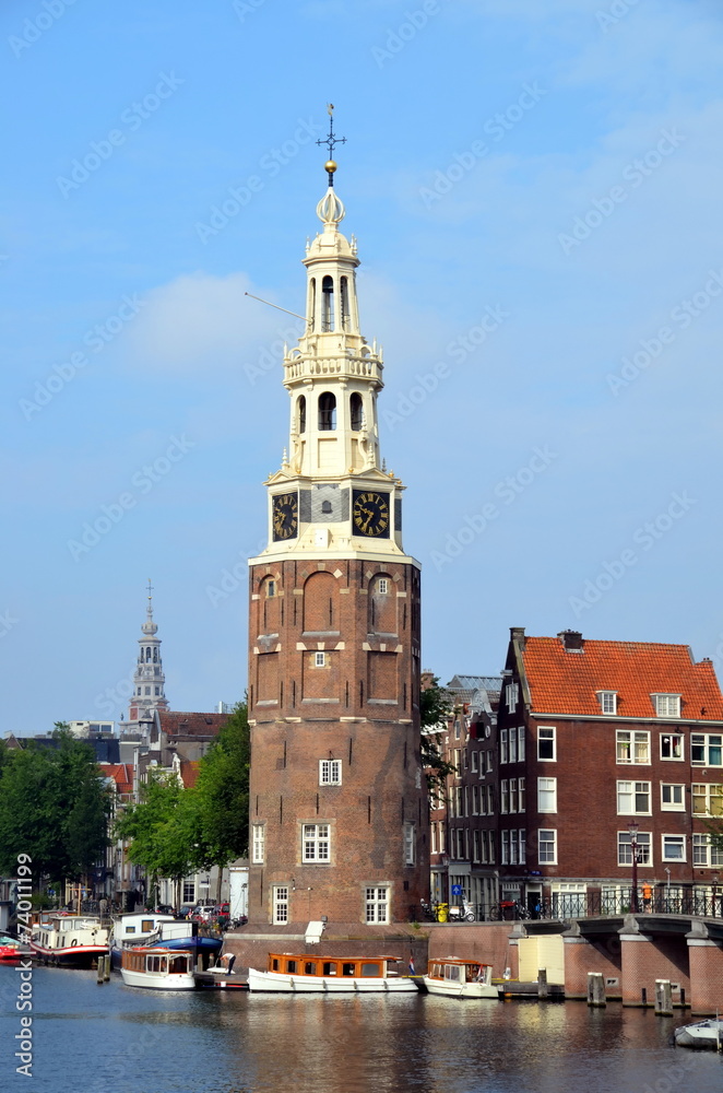 The Montelbaanstoren tower   in Amsterdam, Netherlands