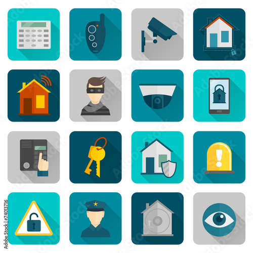 Home Security Icons Flat