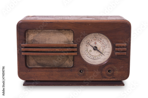 antique radio on white background