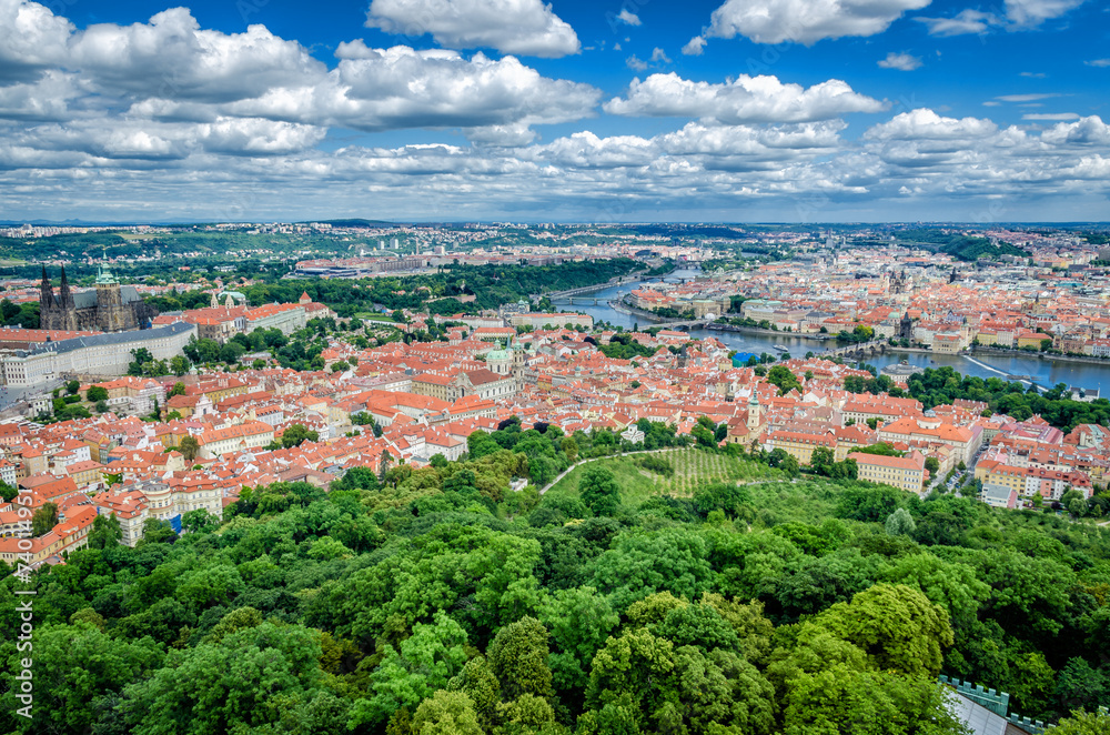 Praga widok na miasto - obrazy, fototapety, plakaty 