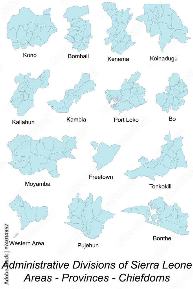 Fototapeta premium Gebietskarten von Sierra Leone