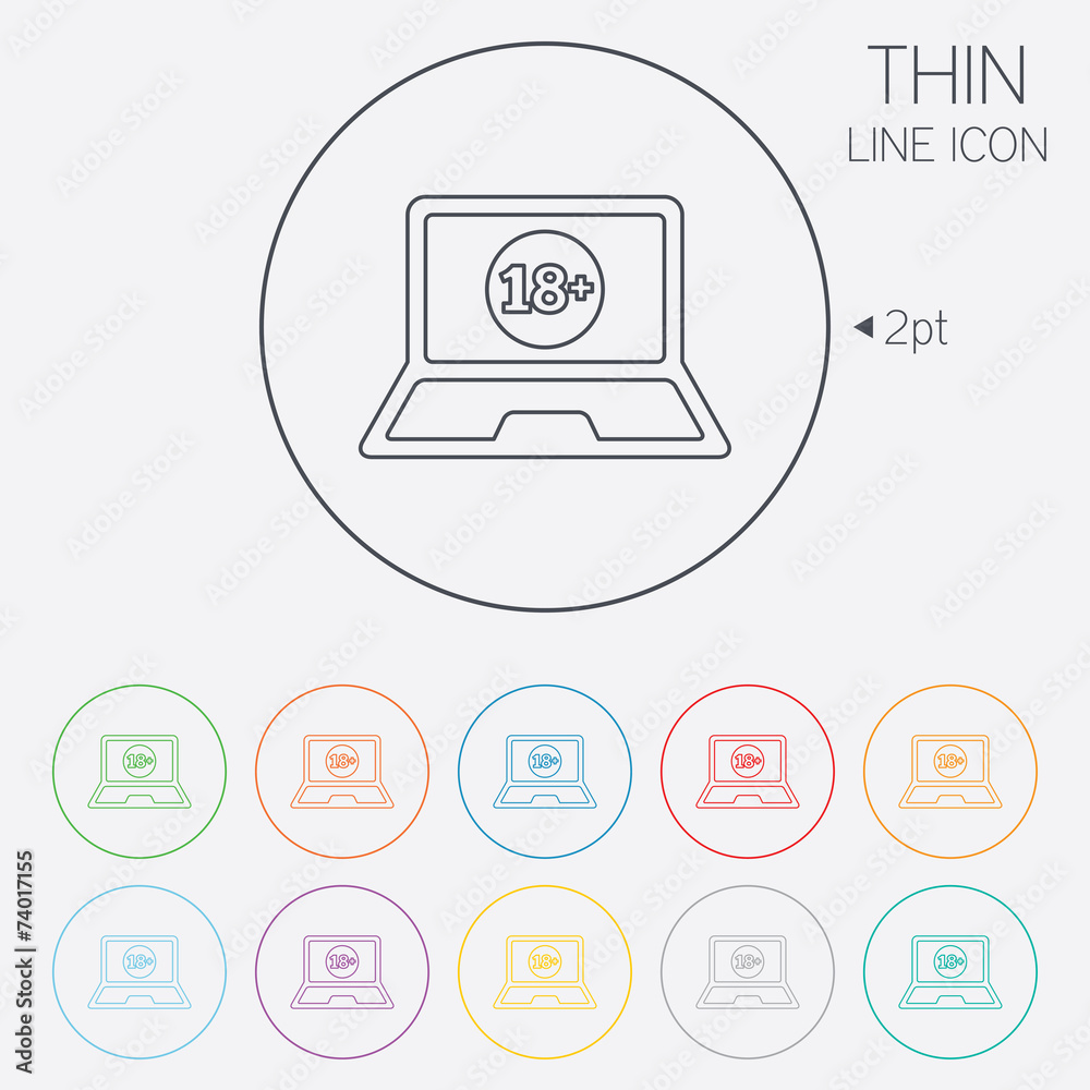 Adults content laptop icon. Website for adults. Adults content laptop icon. Website for adults.