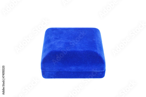 Blue velvet box isolated on white background
