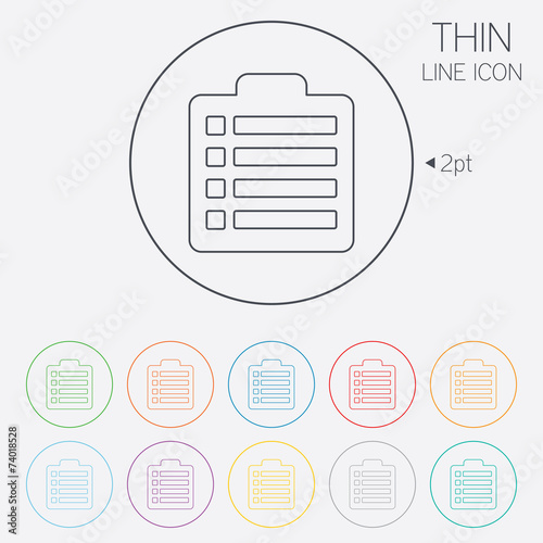 Checklist sign icon. Control list symbol.