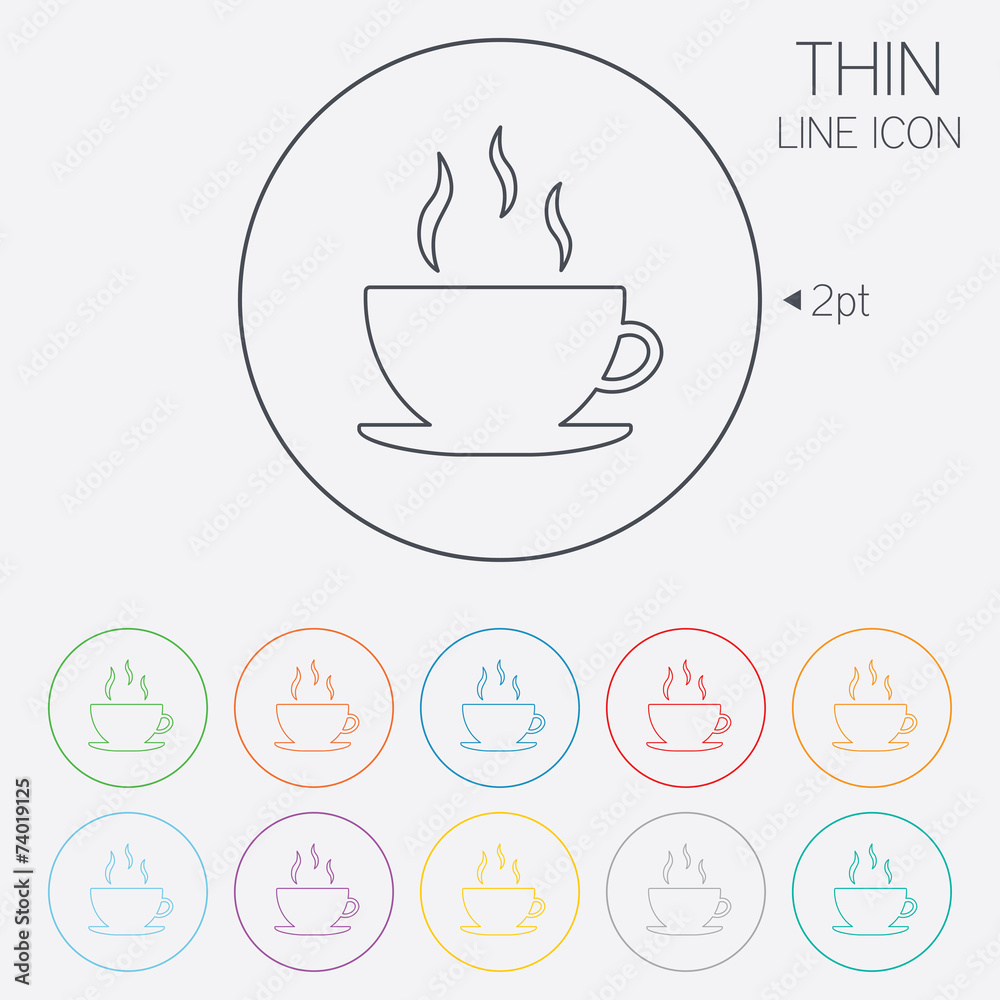 Coffee cup sign icon. Hot coffee button.