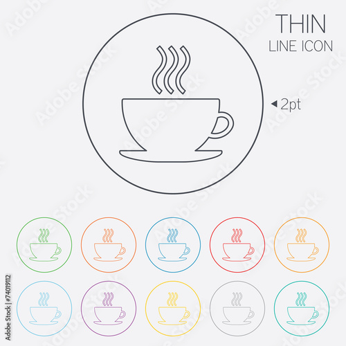 Fototapeta Naklejka Na Ścianę i Meble -  Coffee cup sign icon. Hot coffee button.
