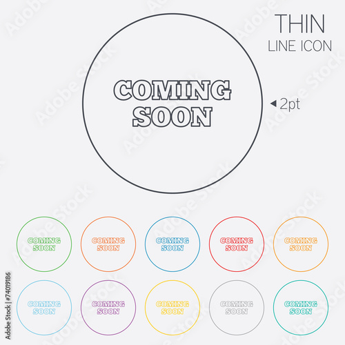 Wallpaper Mural Coming soon icon. Promotion announcement symbol. Torontodigital.ca