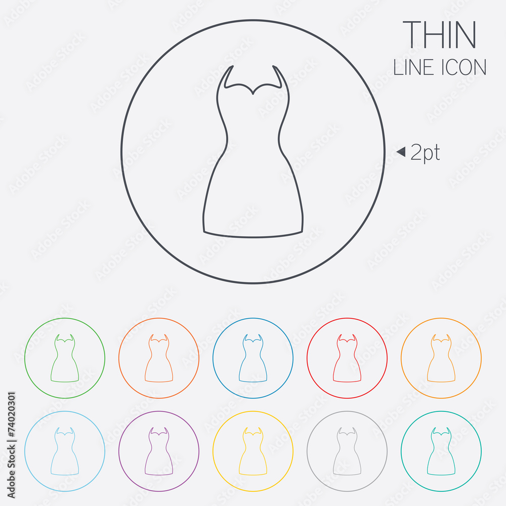 Woman dress sign icon. Elegant clothes symbol. Woman dress sign icon. Elegant clothes symbol.
