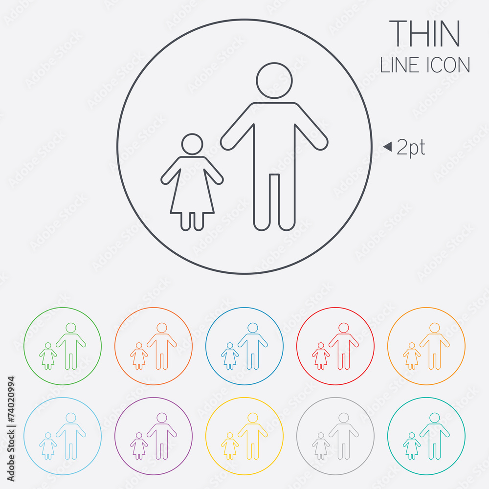 One-parent family with one child sign icon. One-parent family with one child sign icon.