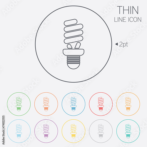 Fluorescent lamp bulb sign icon. Energy saving.