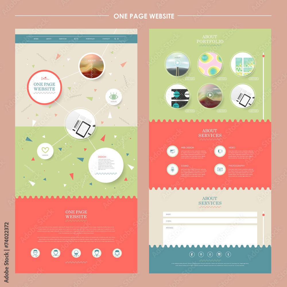 Naklejka premium lovely one page website template