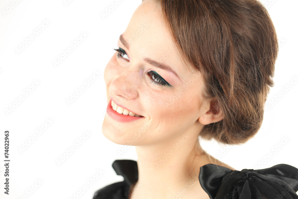 Lovely young lady woman with make up and black dress Lovely young lady woman with make up and black dress