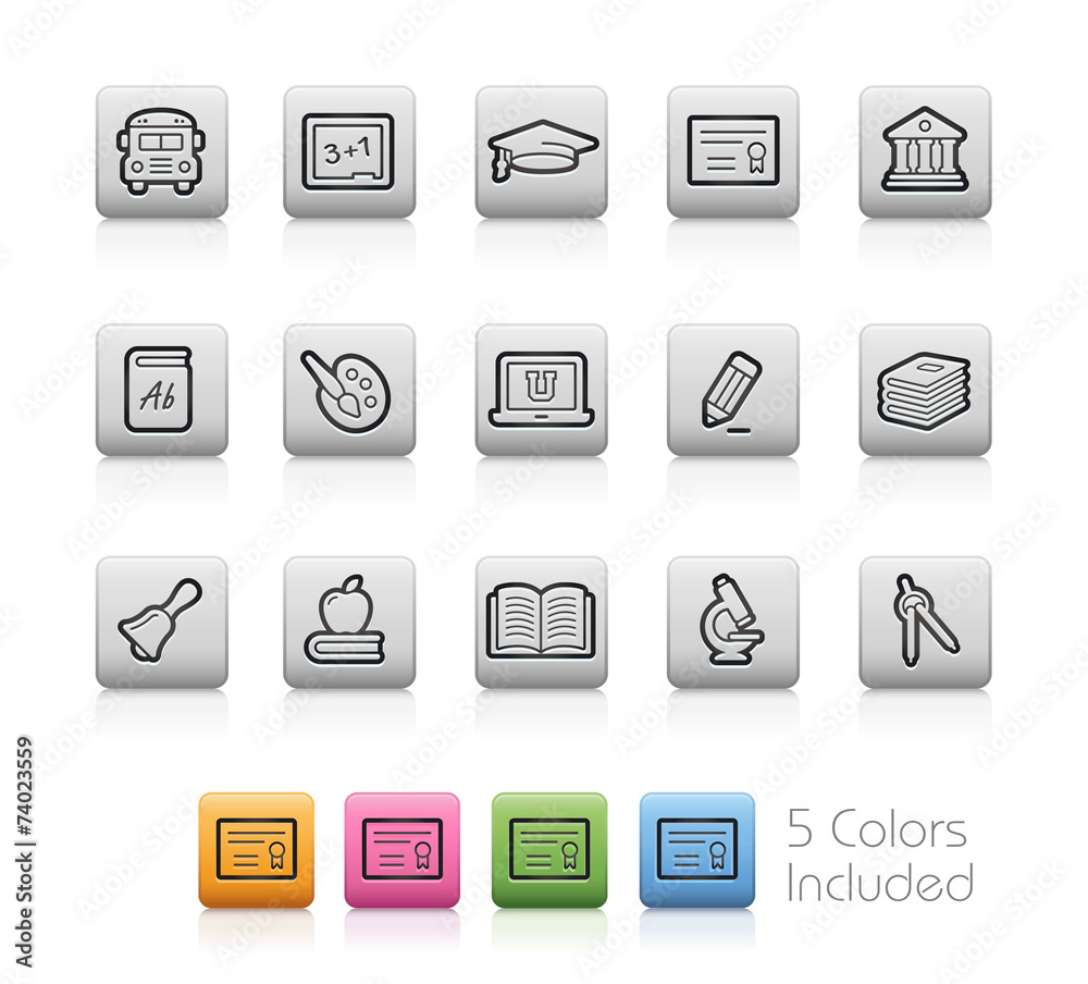 Education Icons -- Outline Buttons Education Icons -- Outline Buttons
