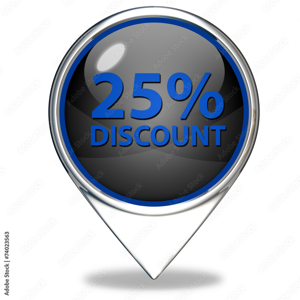 Discount 25 pointer icon on white background Discount 25 pointer icon on white background