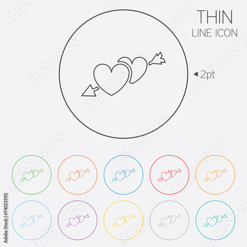 Hearts with arrow sign icon. Love symbol.