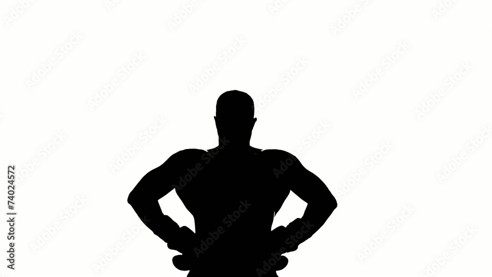 Boxer winner silhouette on white background Boxer winner silhouette on white background