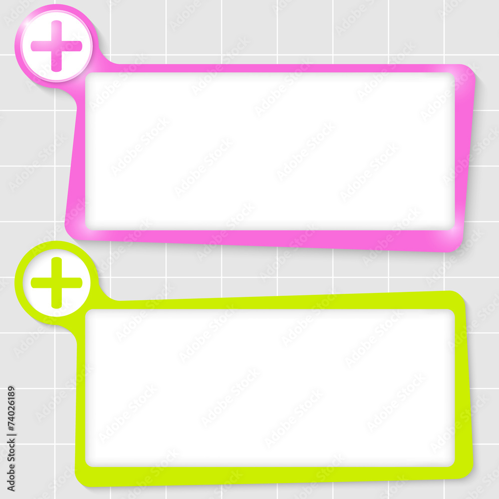 set of two text boxes for text and plus symbol set of two text boxes for text and plus symbol