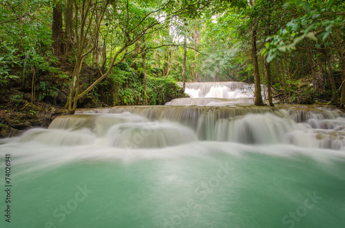 Waterfall in deep rain forest jungle  Huay Mae Kamin Waterfall i