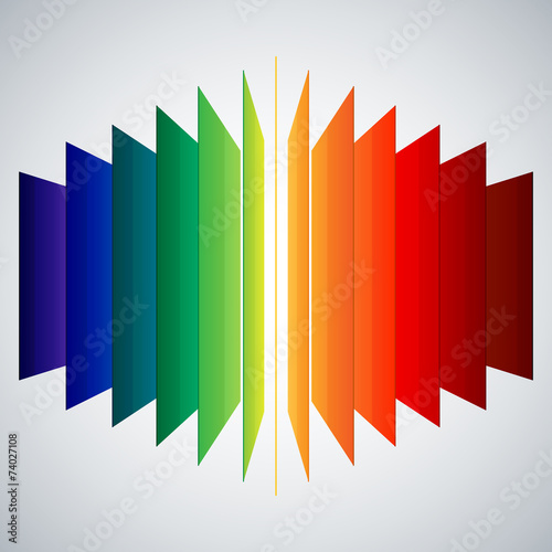 Perspective rainbow abstract rectangles on white background