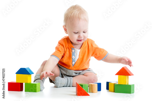 child playing with block toys