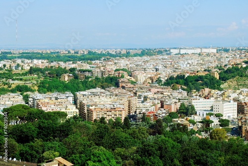 Aerial view of Rome city from St Peter Basilica roof