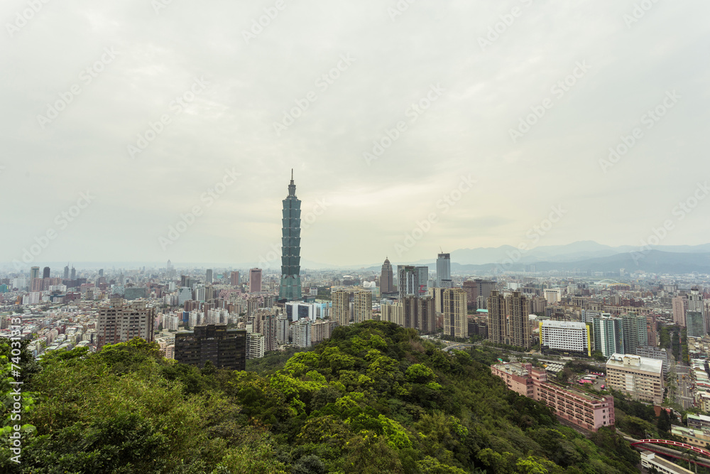 Fototapeta premium panoramiczny pejzaż nowoczesnego miasta tajwan.
