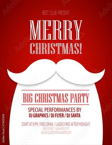 Christmas party poster. Vector illustration