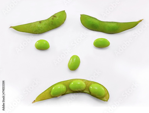 Green soybeans isolate on white background