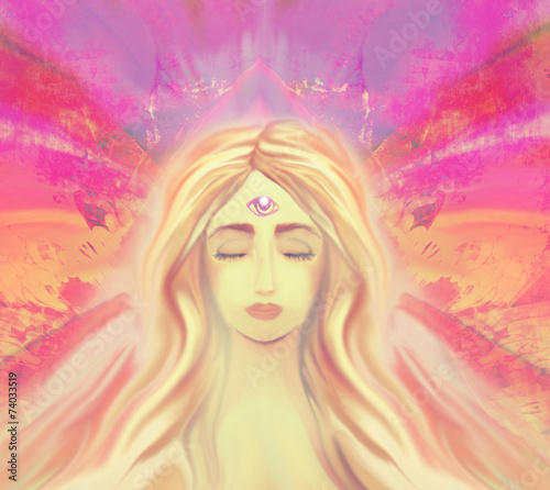 Woman with third eye, psychic supernatural senses