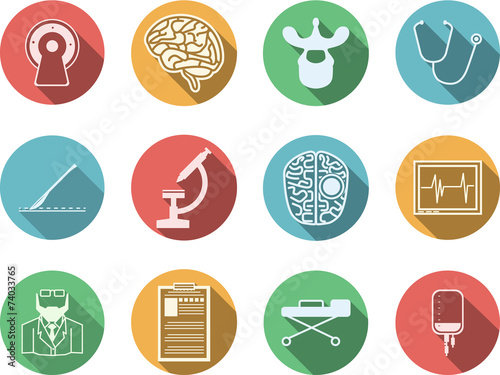 Obraz na płótnie Colored vector icons for neurosurgery w salonie