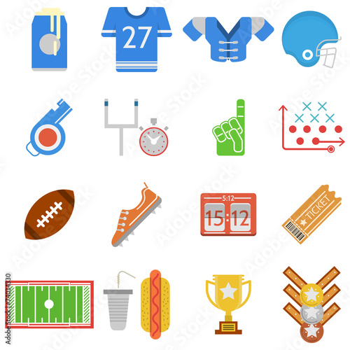 Colored icons collection for American football