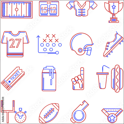 Contour two colored icons for American football