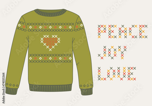 Knitted Christmas sweater, winter card