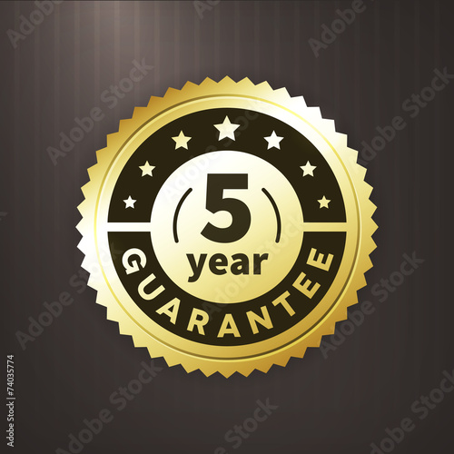 5 year guarantee business gold  label photo